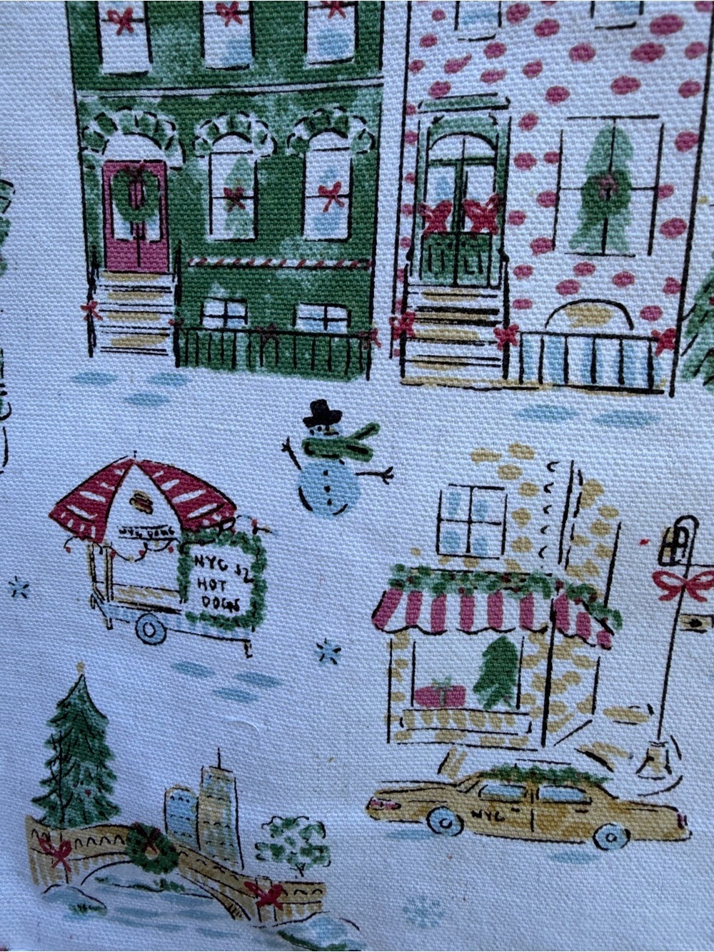 EnVogue Holiday NYC Christmas Canvas Tote Bag Pom Pom Charm NWT - Picture 4 of 10